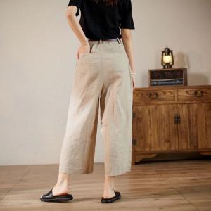 Super Comfy Linen Gaucho Pants Casual Wide Leg Pants