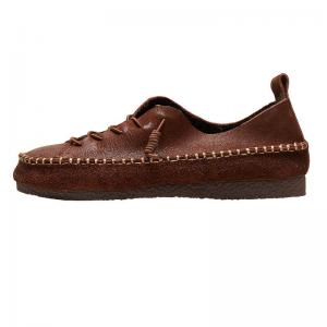 Super Soft Cowhide Granny Flats Lace Up Vintage Shoes