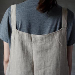 Simple Design Cotton Overalls Womens Cropped Dungarees