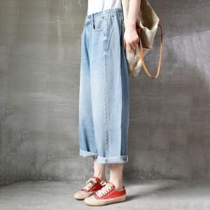 Korean Style Wide Leg Jeans 90s Light Wash Jeans for Women