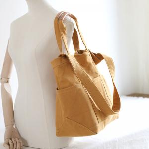 Patched Pockets Canvas Handbag 90s Casual Shoulder Bag