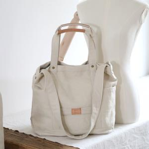 Patched Pockets Canvas Handbag 90s Casual Shoulder Bag