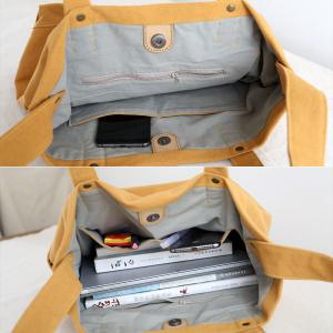 Patched Pockets Canvas Handbag 90s Casual Shoulder Bag