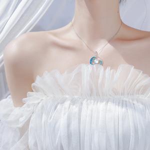 Blue S925 Silver Necklace Chinese Style Pearl Necklace