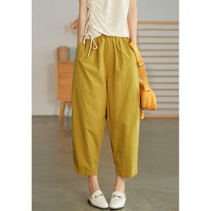 Casual Style Cotton Carrot Pants Comfy Plain Loose Pants