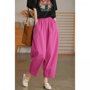 Casual Style Cotton Carrot Pants Comfy Plain Loose Pants