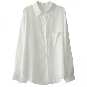 Neutral Colors Classic Oversized Shirt Long Sleeve Cotton Office Wear