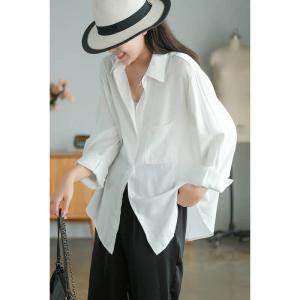 Neutral Colors Classic Oversized Shirt Long Sleeve Cotton Office Wear