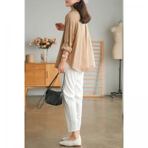 Neutral Colors Classic Oversized Shirt Long Sleeve Cotton Office Wear