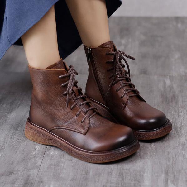 Round Toe Low Heels Martin Boots Side Zip Desert Boots for Women