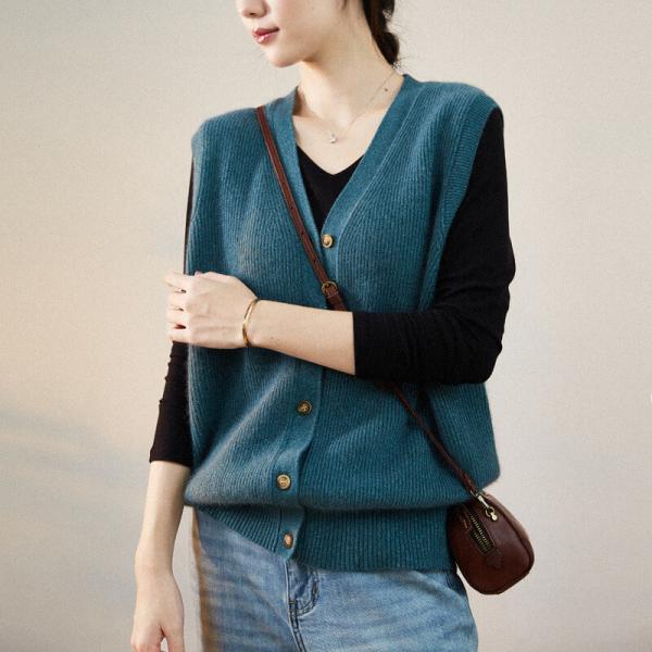 Wool Blend Elegant Sweater Vest Button Down Winter Outfits