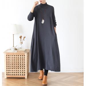 Solid Color Mock Neck Sweater Dress Large Winter Maxi Dress