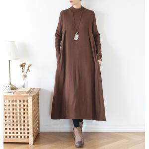 Solid Color Mock Neck Sweater Dress Large Winter Maxi Dress