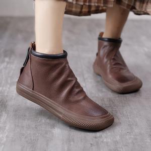 Back Zip Designer Desert Boots Women Leather Short Booties