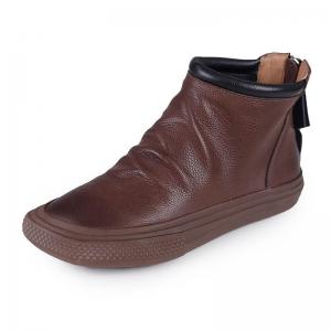 Back Zip Designer Desert Boots Women Leather Short Booties