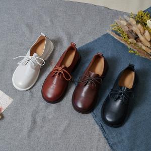 Preppy Style Student Oxford Shoes Lace Up Leather Lolita Shoes