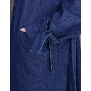 Wide Lapel Denim Tied Dress Large Size Jean Trench Coat