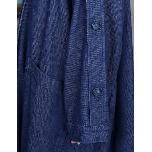 Asymmetrical Blue Trench Coat Polo Neck Designer Office Wear