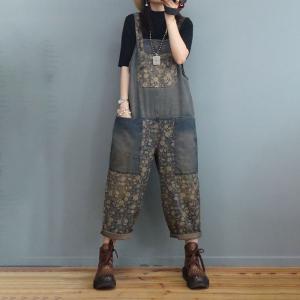 Relax-Fit Floral Denim Dungarees Vintage 90s Overall Outfits
