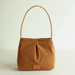 Minimalist Fashion Plain Cotton Bag Leather Strap Teacher Handbag