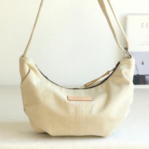 Boho Chic Canvas Crescent Bag Plain Hobo Bag for Women