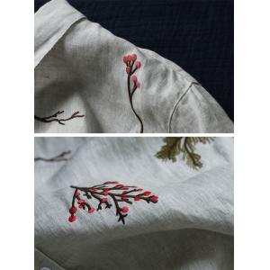 Long Sleeves Embroidery Shirt Oversized Flax Clothing