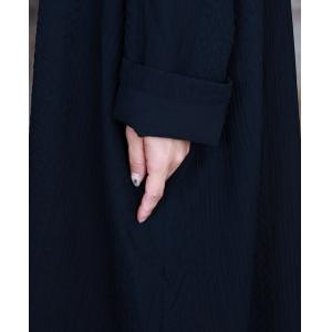 Crew Neck Jacquard Fall Dress Silky Asymmetrical Modest Dress