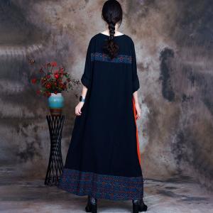 Crew Neck Jacquard Fall Dress Silky Asymmetrical Modest Dress