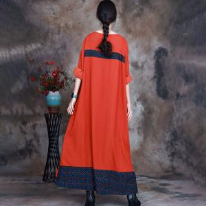 Crew Neck Jacquard Fall Dress Silky Asymmetrical Modest Dress