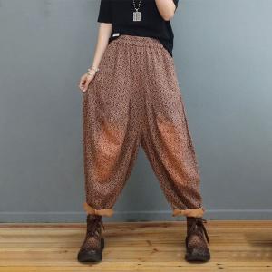 Denim  Pockets Cotton Linen Coat with Dense Printed Thai Pants