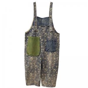 Beach Fashion Floral 90s Overalls Big Pockets Painted Overalls