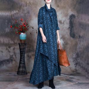 Shawl Collar Geometric Designer Dress Asymmetrical Modal Dress