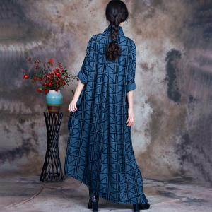 Shawl Collar Geometric Designer Dress Asymmetrical Modal Dress