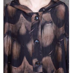 Wavy Patterns Plus Size Hoodie Dress Islamic Style Cocoon Dress
