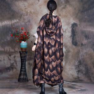 Wavy Patterns Plus Size Hoodie Dress Islamic Style Cocoon Dress