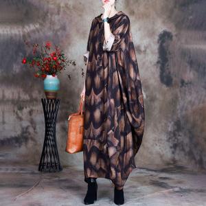 Wavy Patterns Plus Size Hoodie Dress Islamic Style Cocoon Dress