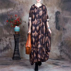 Wavy Patterns Plus Size Hoodie Dress Islamic Style Cocoon Dress