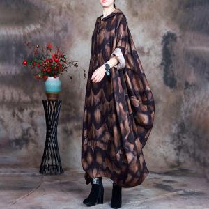 Wavy Patterns Plus Size Hoodie Dress Islamic Style Cocoon Dress