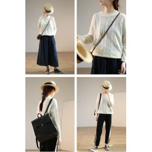 Soft Wool Plain Sweater Oversized Cable Knit Sweater for Women