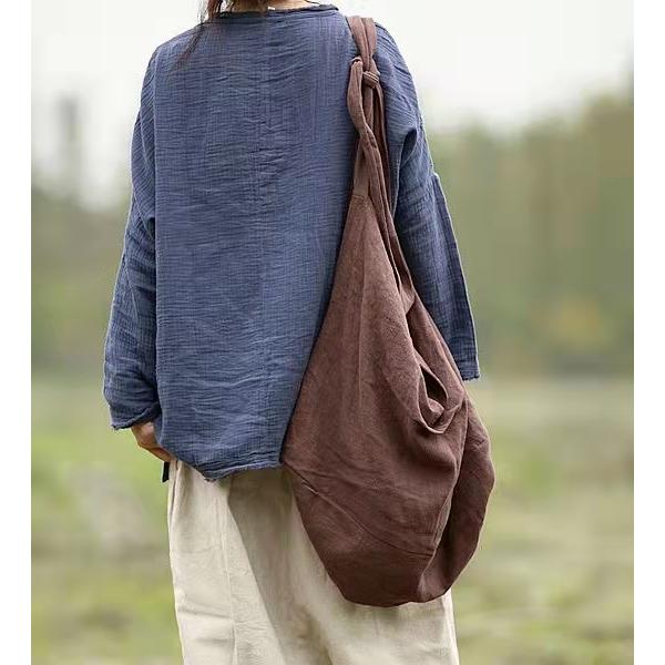 Original Design Cotton Linen Plain Hobo Bag