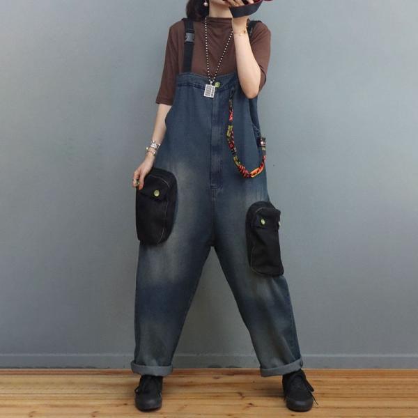 Trendy Straps Décor Bib Overalls Front Pockets 90s Fashion Overalls