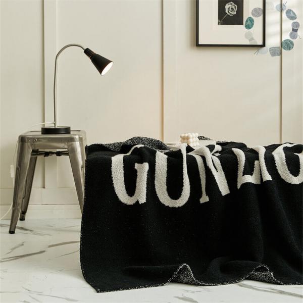 Letter Printed Modern Blanket Cozy Black and White Throw Blanket