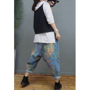 Doodle Prints Black Vest with Baggy Harem Pants Sets