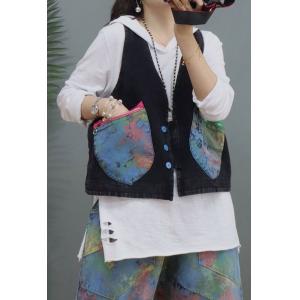 Doodle Prints Black Vest with Baggy Harem Pants Sets