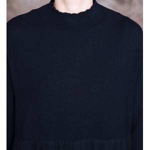 Stand Collar Gauze Sweater Dress Plain Loose Knitting Dress