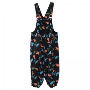 Animal Prints Colorful Painted Overalls Balloon Legs Black Dungarees