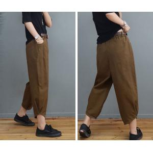 Casual Style Cotton Ankle Pants Womens Loose Carrot Pants