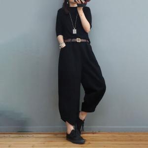 Casual Style Cotton Ankle Pants Womens Loose Carrot Pants