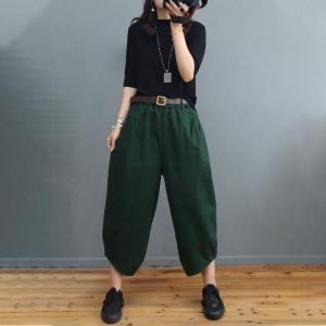 Casual Style Cotton Ankle Pants Womens Loose Carrot Pants