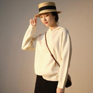 Neutral Colors Cotton Blend Sweatshirt Plus Size Hoodie for Women